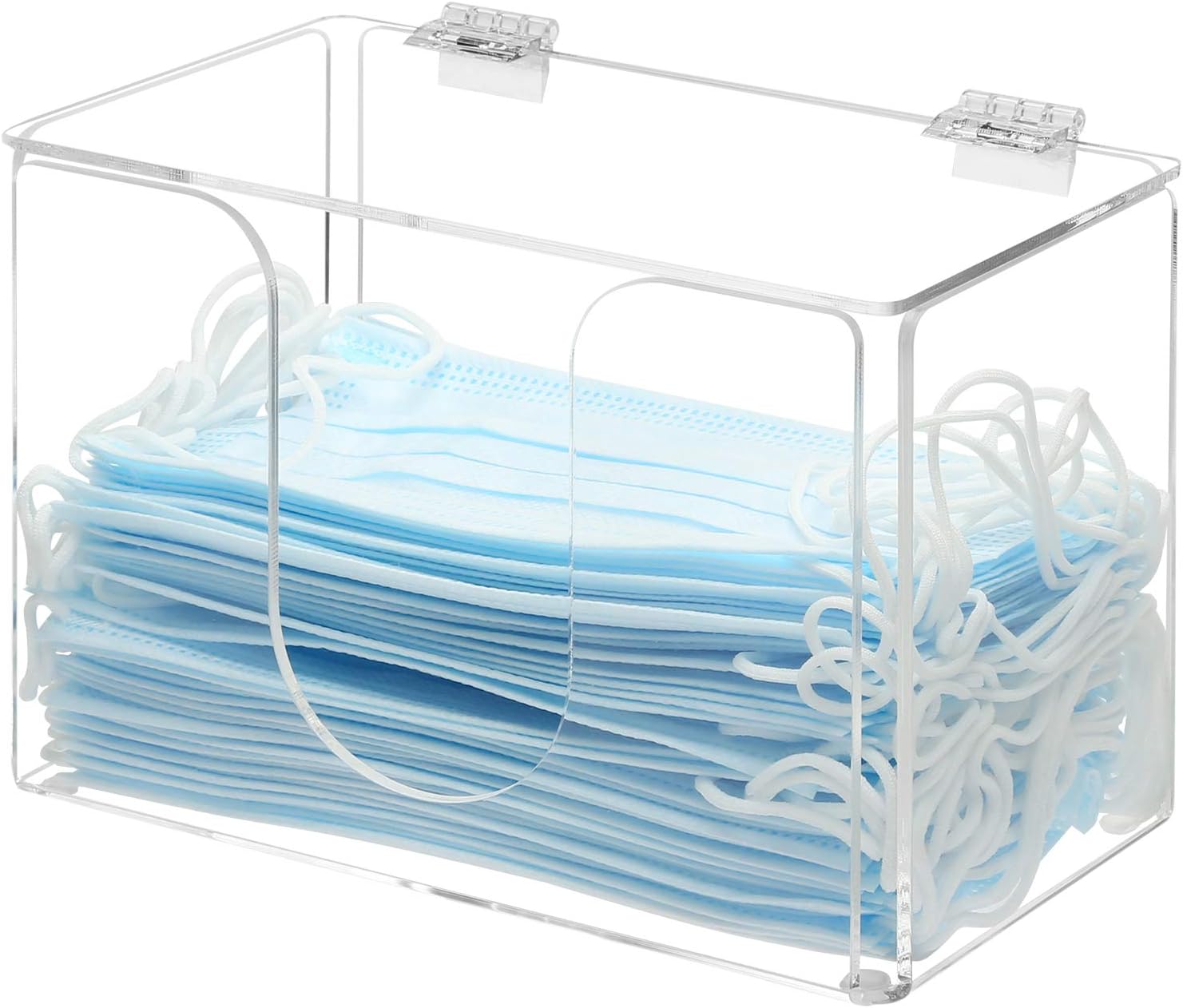 Clear Acrylic Face Mask Dispenser with Lid, Personal Face Mask Storage Box