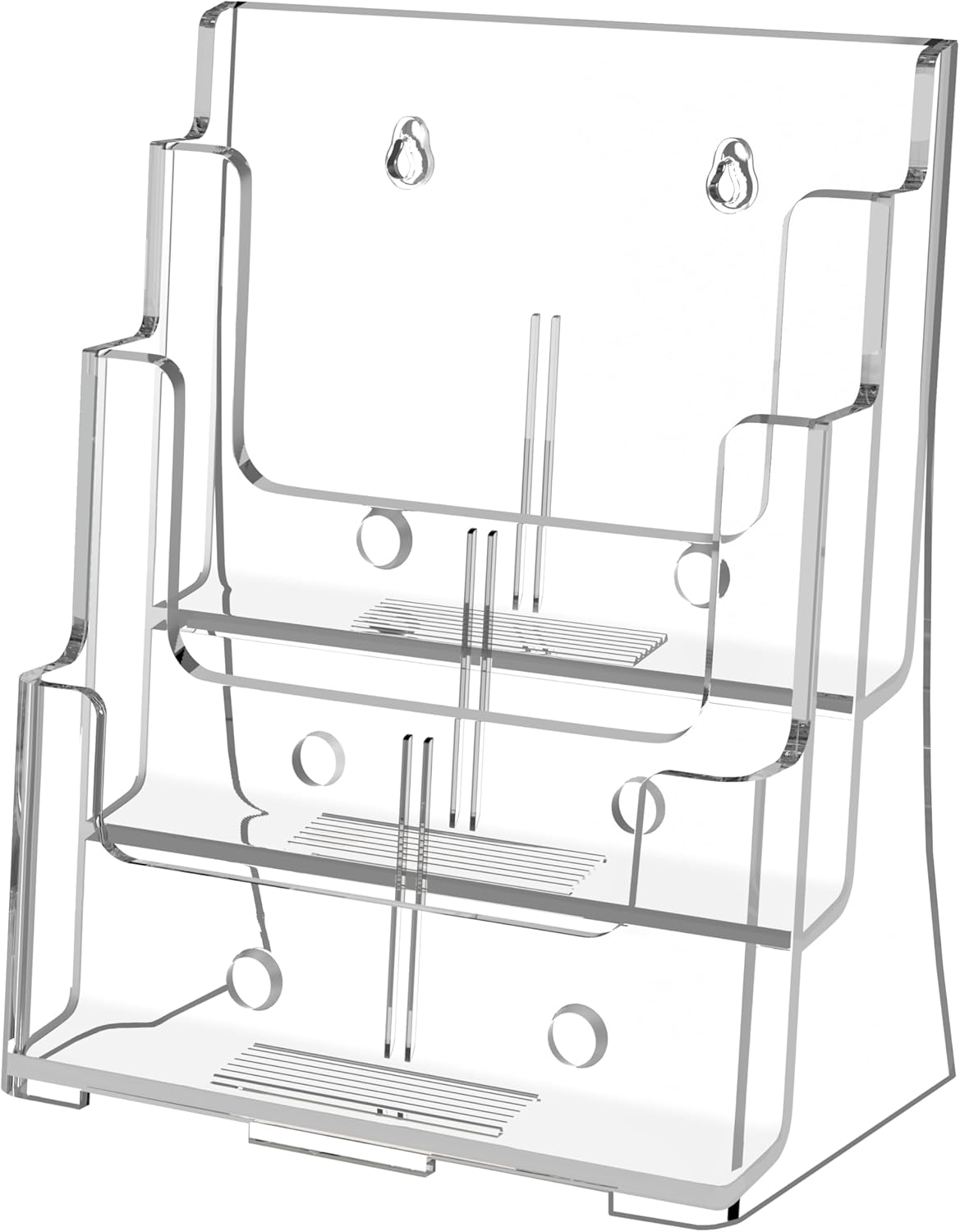 Acrylic Brochure Holder 8.5x11, Clear 3 Tier Magazine Holder Brochure Display Stand With Removable Divider