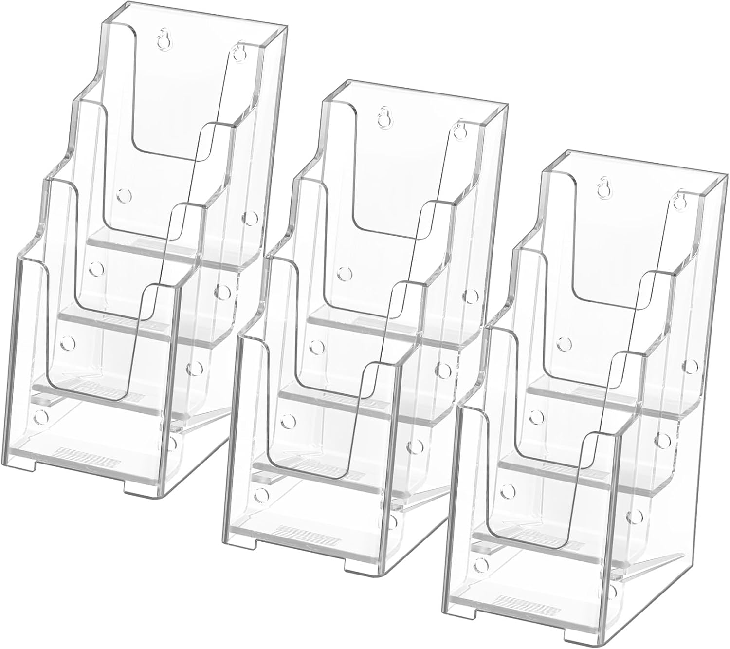 Acrylic Brochure Holder, Multi Pocket Wall Mount or Countertop Organizer for Office or Home