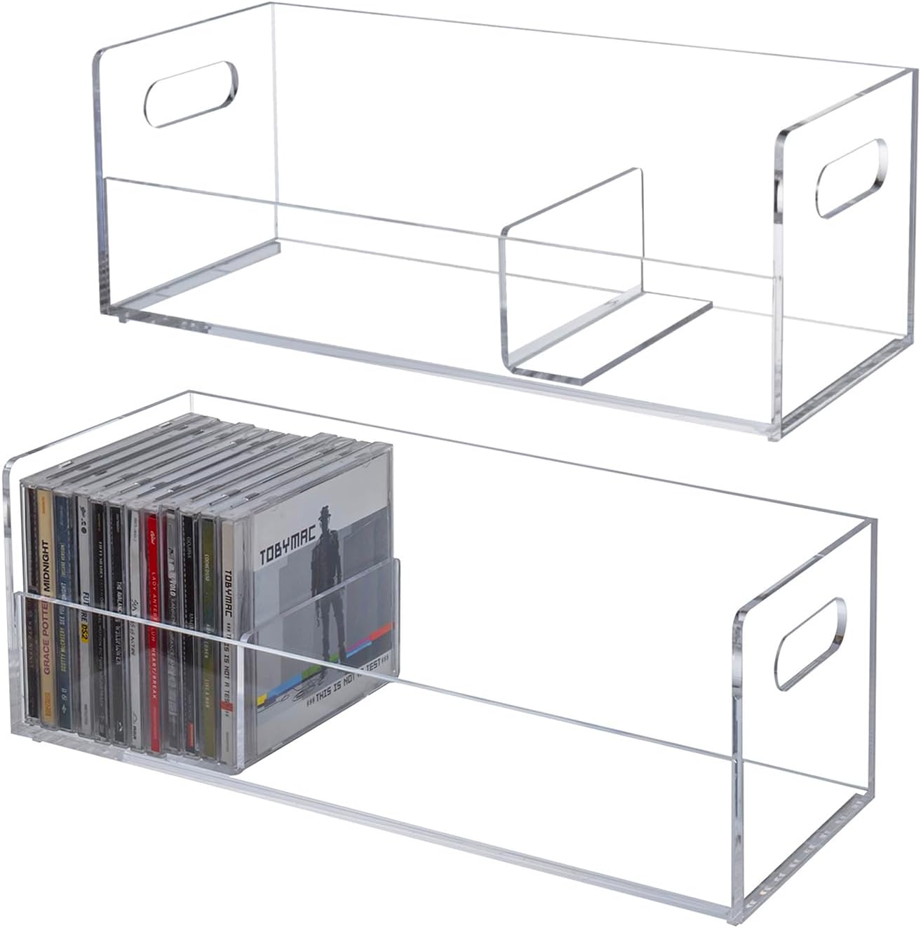 Clear Acrylic CD Holder Racks, Stackable CD Storage Box
