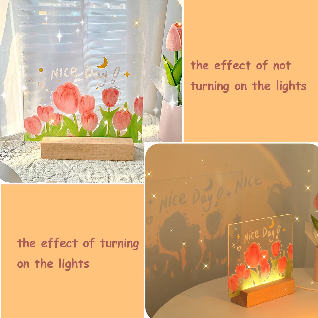 Magnetic LED Dry Erase Board for Fridge and Desk,Small Acrylic Desktop Write-Board with Stand,to Do List Dry-Erase Whiteboard