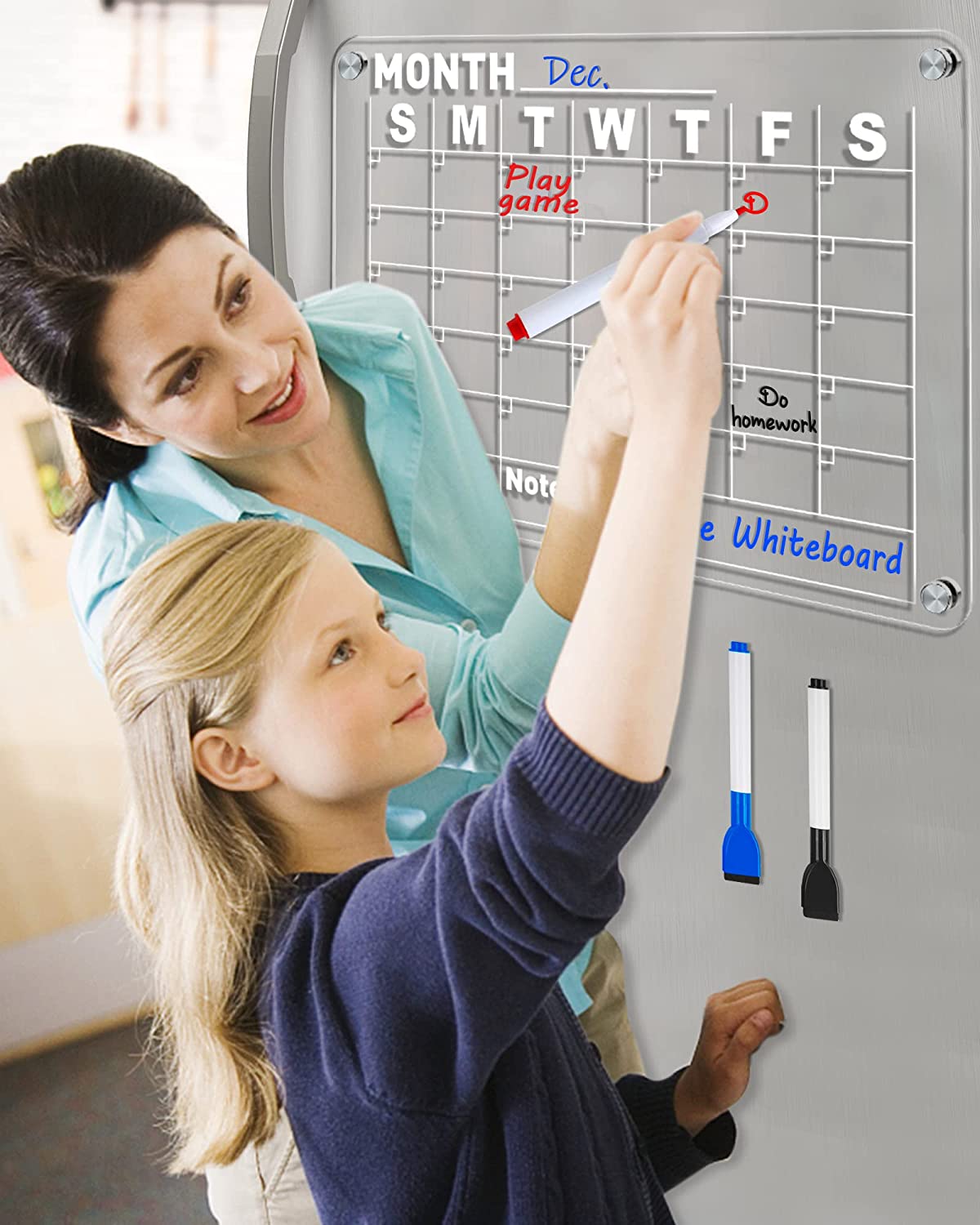 Magnetic Acrylic Calendar for Fridge, Acrylic Calendar, Clear Dry Erase Calendar for Fridge,12*16 inch